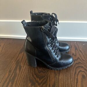 Soda Black lace up booties